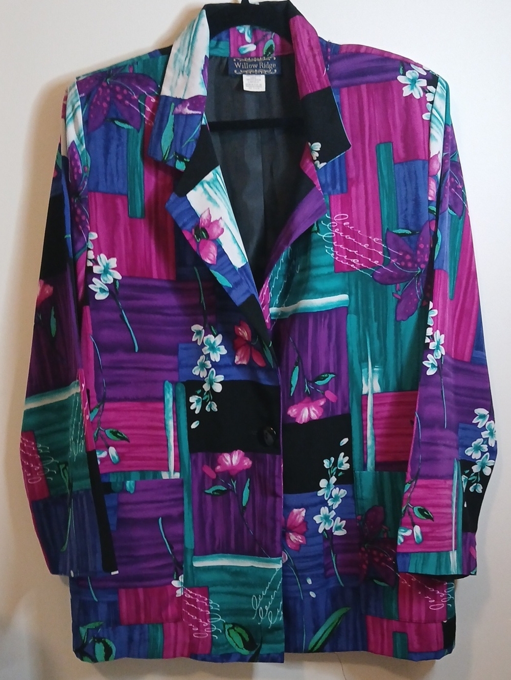 Willow Ridge Colorblock Floral Blazer in Purple, Teal & Black